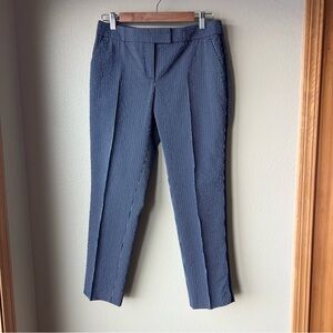 Akris Punto Ankle Trouser Pants Womens US 8 Blue Pin Striped Straight Leg Office